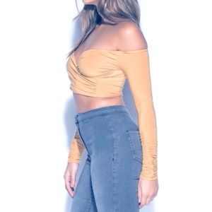 Off-Shoulder Wrap Front Crop Top